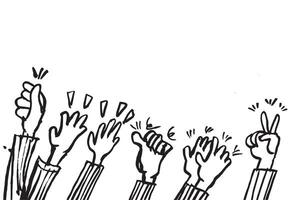 fest klotter ritad för hand vektor illustration av applåder och tummen upp gester