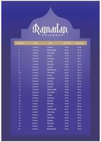 Ramadan Kalender 2024 mit Gebet mal im Ramadan. Ramadan Zeitplan Vektor Design