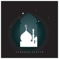 Ramadan kareem Vektor Illustration islamisch Gruß Design Linie Moschee mit Arabisch Muster Laterne und Kalligraphie