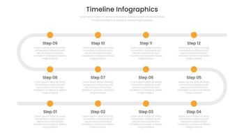 tidslinje infographic med 12 steg för företag presentation vektor