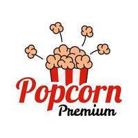 Popcorn Logo, Etikett, Symbol oder Zeichen isoliert auf Weiß Hintergrund. Vektor Illustration von Snack zum Ihre Design.