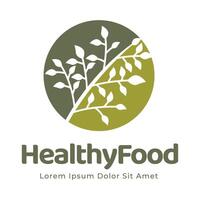 gesund Essen Logo Design mit Blatt Elemente. organisch Essen Vektor Design