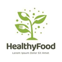 gesund Essen Logo Design mit Blatt Elemente. organisch Essen Vektor Design