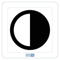 kontrast symbol platt ikon. svart och vit halv cirkel ikon på en vit bakgrund vektor