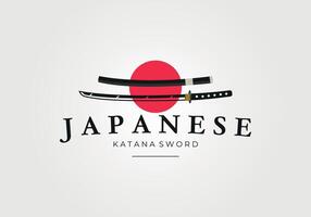 japansk katana svärd logotyp vektor årgång illustration design