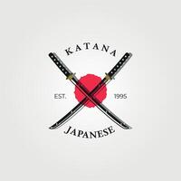 Katana Logo Vektor Jahrgang Illustration Design, Bushido japanisch