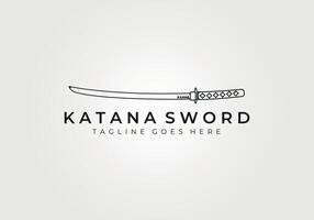 katana svärd linjär logotyp vektor illustration design, runa och svärd