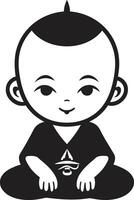 Chibi Erleuchtung heiter Vektor Kind friedlich Knirps Buddha Symbol Emblem