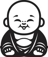 Buddha blühen Baby Karikatur Silhouette Kind Gelassenheit Sämling Vektor Buddha Emblem