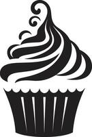 ausgepeitscht Glückseligkeit Charme schwarz Logo Cupcake gefrostet Versuchung Vektor Cupcake schwarz Symbol