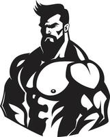 biegen Verschmelzung Meisterstück schwarz Vektor Logo Symbol von Karikatur Bodybuilder mächtig Muskel Charme Karikatur Karikatur schwarz Bodybuilder Vektor Logo