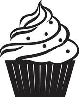 köstlich Freude Vektor schwarz Cupcake Symbol Bäckerei Glückseligkeit schwarz Logo Symbol Cupcake