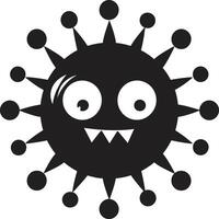 glad mikrob följeslagare svart design förtjusande viral glädje söt logotyp ikon vektor