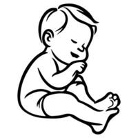 kontinuierlich einer schwarz Linie Kunst Hand Zeichnung Neugeborene Lügen oder Schlafen Kritzeleien Gliederung Stil Vektor Illustration auf Weiß Hintergrund