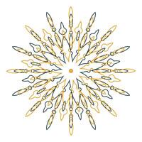 das bewirken von ein Explosion von zufällig radial Blütenblätter Bildung ein Schneeflocke. Blumen- abstrakt kreisförmig Muster zum Drucken auf Kissen, Kleidung, Innere Design. Vektor Illustration.