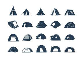 camping tält ikon silhuett uppsättning vektor