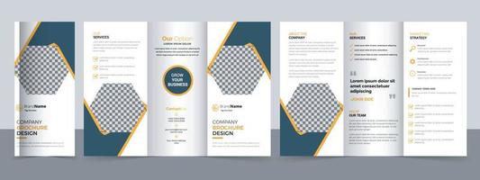 kreatives Design der dreifach gefalteten Flyer-Broschüre für Unternehmen und Unternehmen. vektor