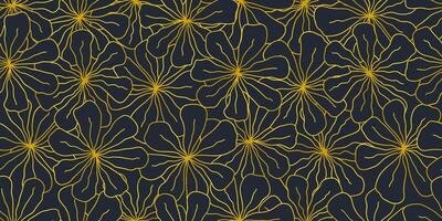 sömlös mönster gyllene blomma hand dragen för textil- design, tapet, brevpapper, Hem dekor, förpackning, bakgrund, konst och hantverk. vektor