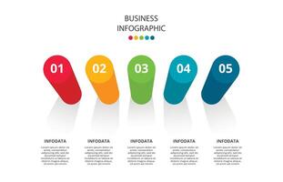 kreativt koncept för infographic med 5 steg, alternativ, delar eller processer. visualisering av affärsdata vektor