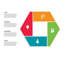 kreativ begrepp för infographic med 4 steg, alternativ, delar eller processer. företag data visualisering. vektor
