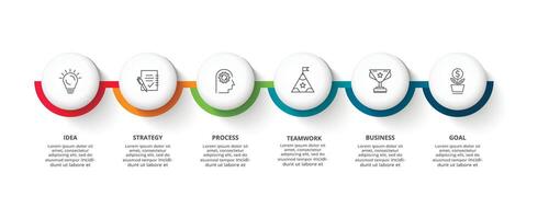 kreativ begrepp för infographic med 6 steg, alternativ, delar eller processer. företag data visualisering. vektor