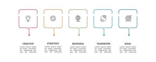 kreativ begrepp för infographic med 5 steg, alternativ, delar eller processer. företag data visualisering. vektor