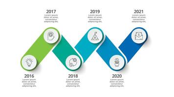 Zeitleiste mit 6 Elemente, Infografik Vorlage zum Netz, Geschäft, Präsentationen, Vektor Illustration