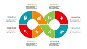 kreativ begrepp för infographic med 8 steg, alternativ, delar eller processer. företag data visualisering. vektor