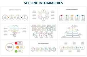 uppsättning linje infografik. mallar för tillväxt Diagram, Graf, presentation, Diagram. företag börja begrepp vektor