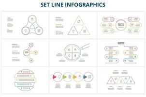 einstellen Linie Infografiken. Vorlagen zum Wachstum Diagramm, Graph, Präsentation, Diagramm. Geschäft Anfang Konzept vektor