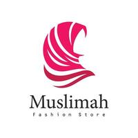 Muslim weiblich im Hijab Logo Mode Frau isoliert auf Weiß Hintergrund. vektor