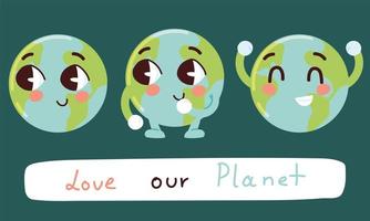 liebe unseren Planeten süß vektor
