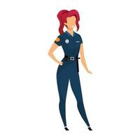 weibliche Polizistin flacher Farbvektor gesichtslosen Charakter. lächelnde polizistin in uniform isolierte karikaturillustration für webgrafikdesign und animation. professionelle Polizistin vektor