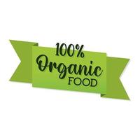 100 Prozent Bio-Lebensmittel-Schriftzug am Band vektor