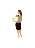Geschäftsfrau Charakter mit Papierkram steht auf weißem Hintergrund vektor
