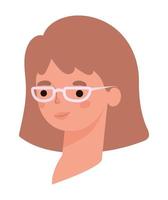 kvinna tecknad huvud med glasögon vektor design