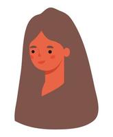 brunt hår kvinna tecknad huvud vektor design