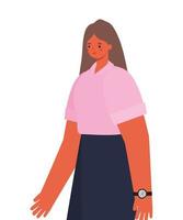 braune Haare Frau Cartoon mit Uhr-Vektor-Design vektor