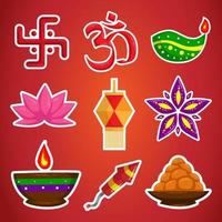 Aufkleber von Diwali-Elementen-Set vektor