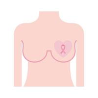 bröst kvinna med band platt stilikon vektor design