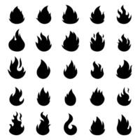 uppsättning av silhuetter av brand ikon vektor illustration