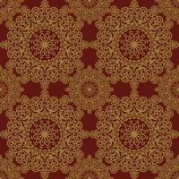 nahtlos Muster von Gold Mandala mit rot Hintergrund vektor