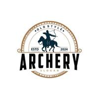 archer logotyp vektor silhuett krigare bågskytte enkel design rosett och pil mall illustration
