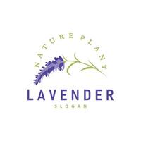 lavendel- logotyp elegant lila blomma växt illustration blommig prydnad design vektor