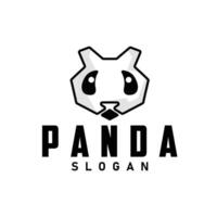 söt och enkel lat svart och vit panda djur- silhuett design mall varumärke panda Björn logotyp vektor