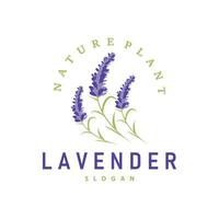 lavendel- logotyp elegant lila blomma växt illustration blommig prydnad design vektor