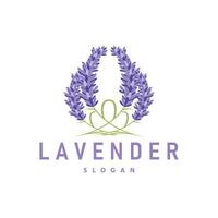 lavendel- logotyp elegant lila blomma växt illustration blommig prydnad design vektor