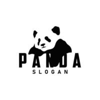 süß und einfach faul schwarz und Weiß Panda Tier Silhouette Design Vorlage Marke Panda Bär Logo Vektor