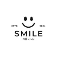 Lächeln Symbole mit Löffel Gabel Logo Design Konzept Vektor Illustration
