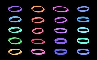 uppsättning av ritad för hand highlighting borsta element klotter. skissat uppsättning ellipser, bubblor. Flerfärgad ovaler för urval isolerat på svart bakgrund. vektor illustration